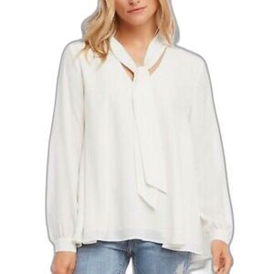 Karen Kane NWTs Ivory Tie V-Neck Rhinestone Embellished LS Career Blouse Sz 1X